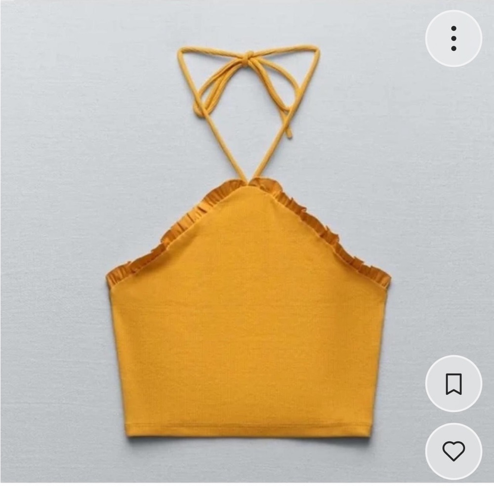 Zara Yellow Ruffled Crop Tank Top